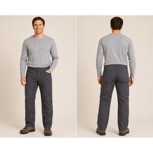LL Bean Hiking Pants Mens 36X34 Gray Nylon ItemID 514967 Insulated Fleece